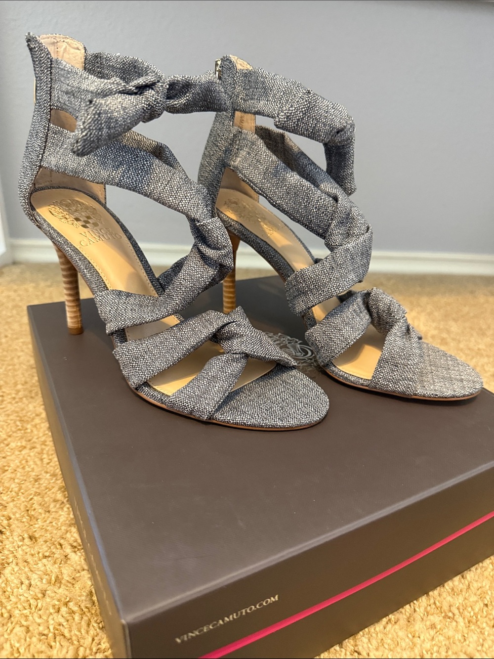 Vince Camuto Heather Gray Knotted Wrap Sandals